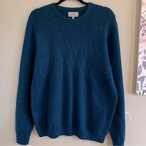 M&S Collection Teal argyle Men’s sweater knitted sweater size Large warm